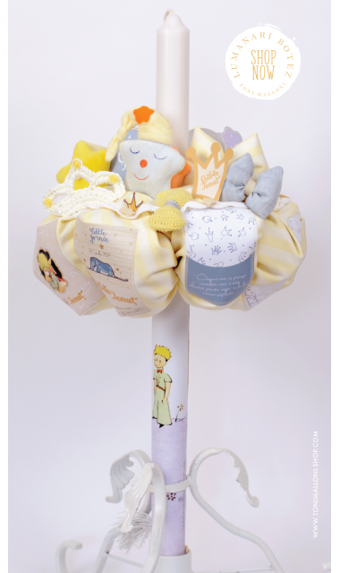 Lumanare de botez pentru baieti cu Micul Print, 65x4 cm, Le petit prince 10
